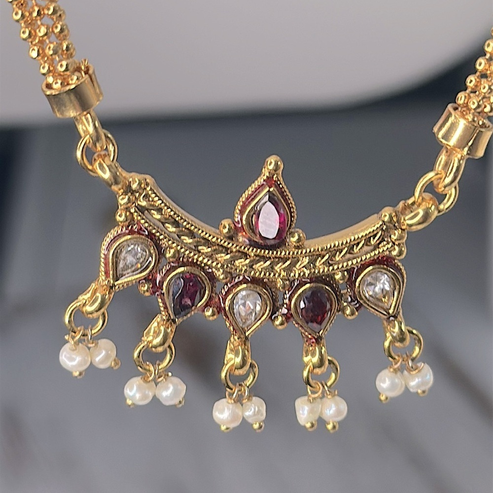 Antique Shop VTG 18k Gold Plated Necklace | Victorian Revival Crystals & Pearls
